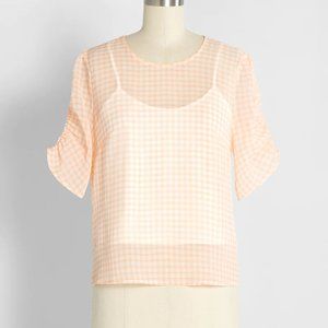 ModCloth The Countryside is Calling Top Sheer Gingham Top